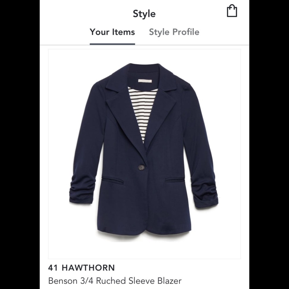 41 Hawthorn navy blazer with 3/4 sleeves